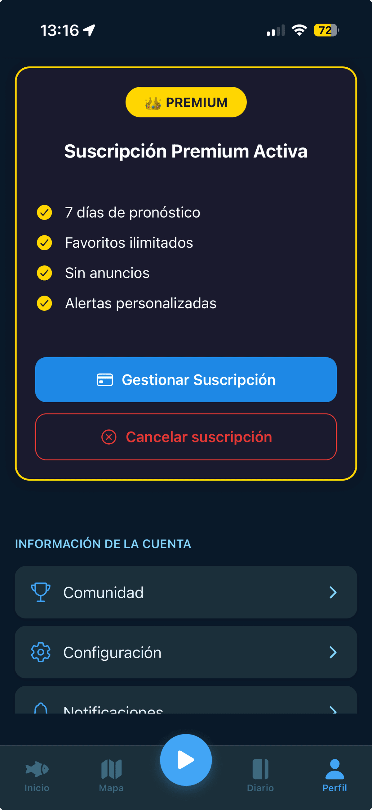 Detalles de zona en RadarFish